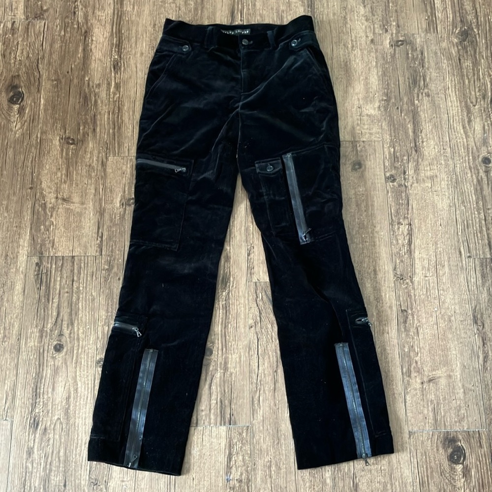 Ralph Lauren Black Label Black Corduroy Utility Straight-Leg Pants